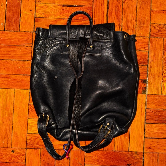 Black Leather Backpack with Buckle Accents - Picture 5 of 5